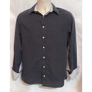 Nick Graham Everywhere Modern Fit Polka Dot Mens S 14.5-15 34-35 Blue Classic